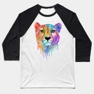 Rainbow Drip Cheetah Print Baseball T-Shirt
